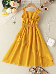 Toddler Girls Ruffle Trim Cami Princess Dress For Party Beach Vacation