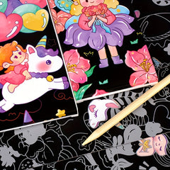 19pcs Scratch Print Notebook DIY Hand Scratchprint Fun Graffiti Colorbook