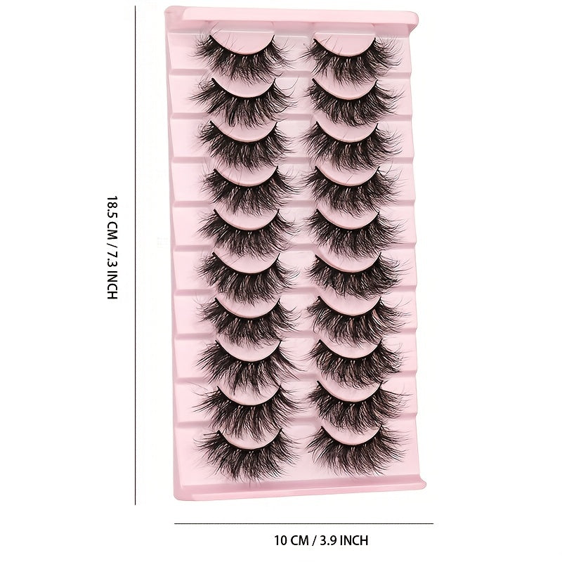 10 Pairs Fluffy Faux Mink Eyelashes for Party Makeup