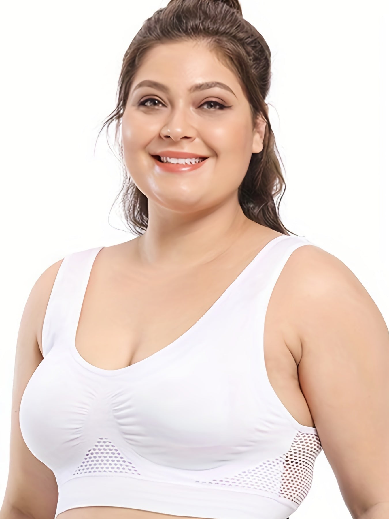 6 Pack Plus Size Seamless Wireless Bra Set High Stretch Hollow Mesh Lingerie