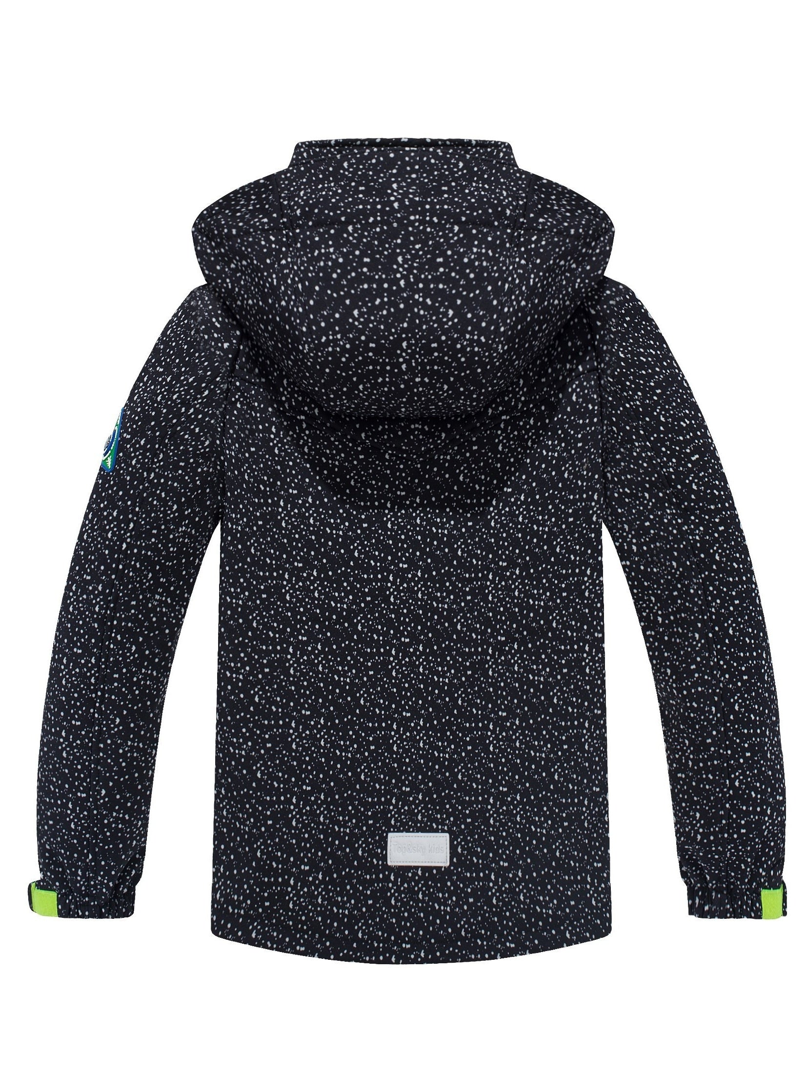 Boys Starry Dots Print Windbreaker Fleece Lining Hooded Jacket