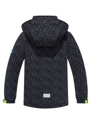 Boys Starry Dots Print Windbreaker Fleece Lining Hooded Jacket