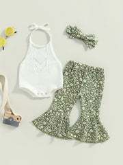 Toddler Girl Cami Crop Romper Flared Pants Headband Set
