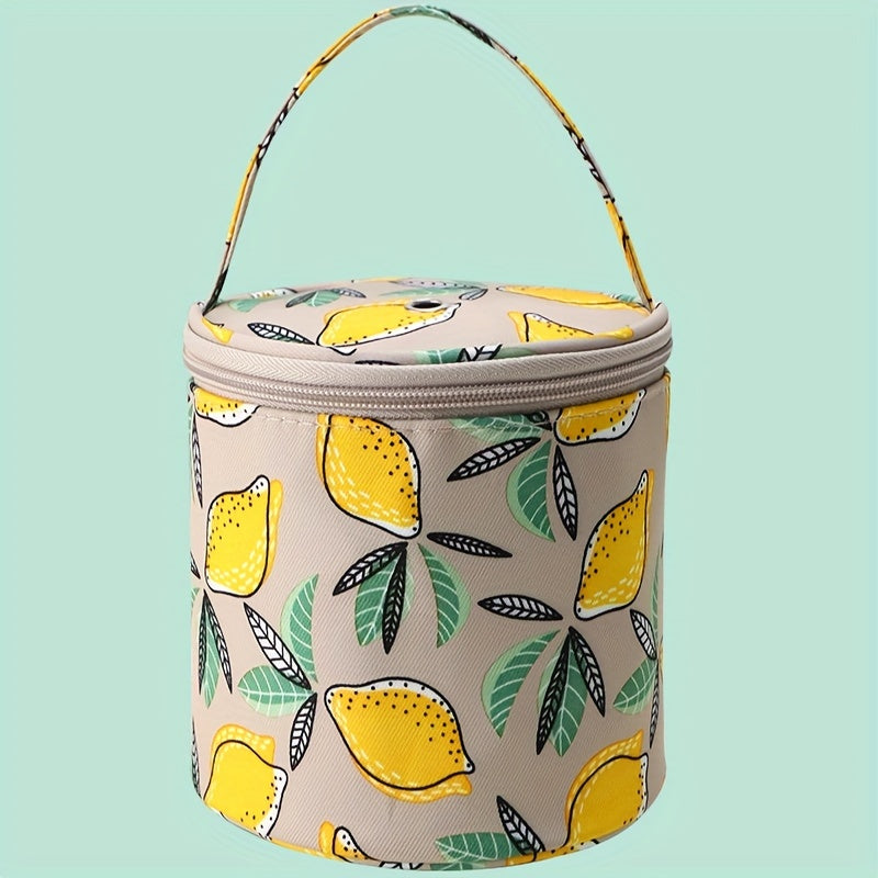 Waterproof Cylinder Crochet Storage Bag Printed Tote Bag