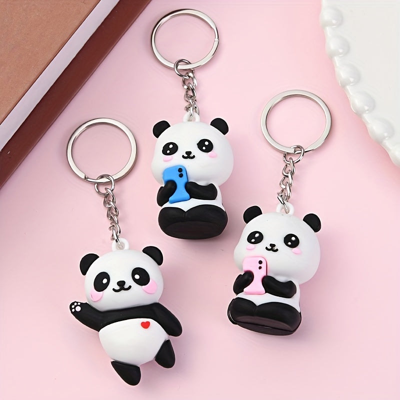 Panda Keychain Pendant Silicone Decoration for Keys Backpacks Wallets
