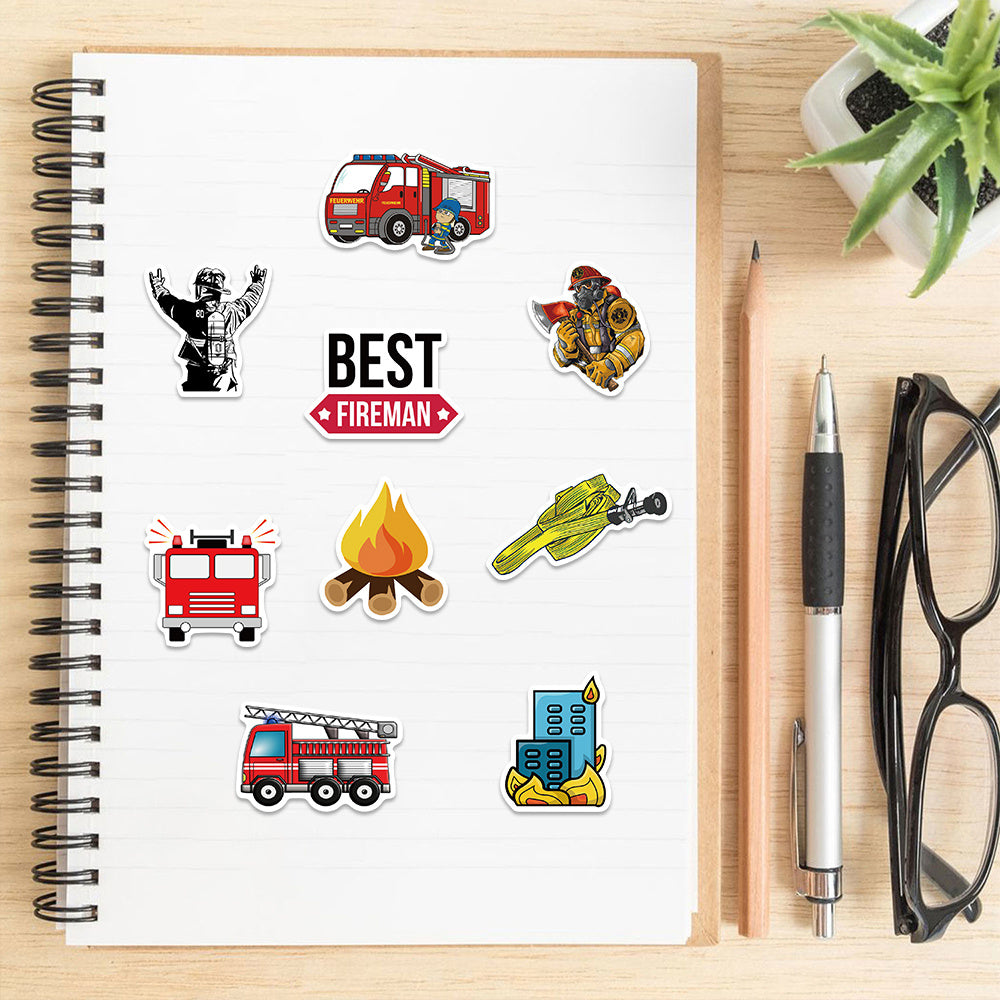 Set of 52 Firefighter Stickers for Skateboards, Laptops, Cars, Bikes