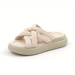 Open Toe Cross Strap Beach Slippers Thick Sole Flatform Shoes
