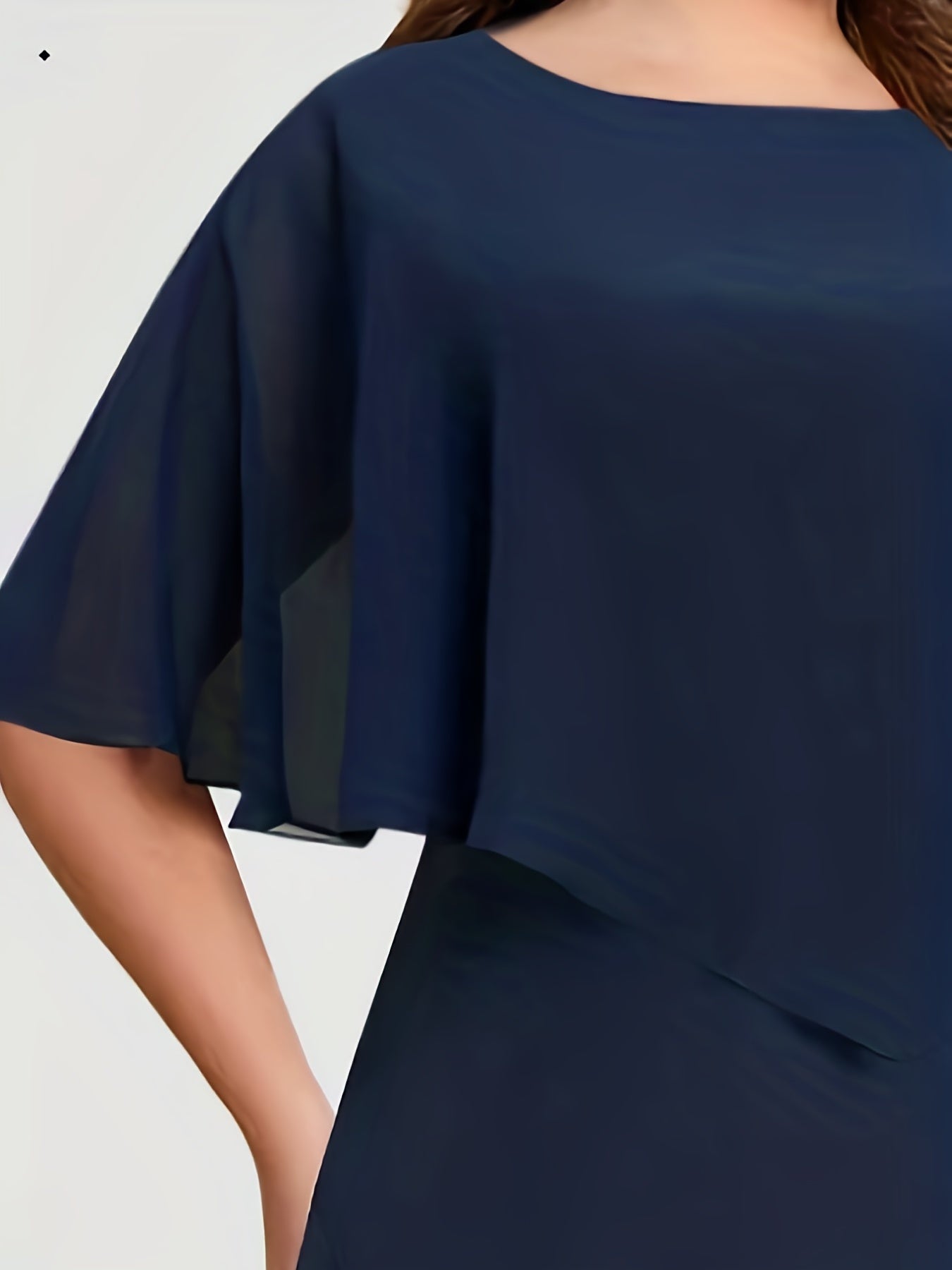 Solid Layered Cloak Round Neck Maxi Dress