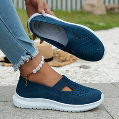 Women's Knit Walking Shoes Breathable Slip On Sports Lightweight Sneakers