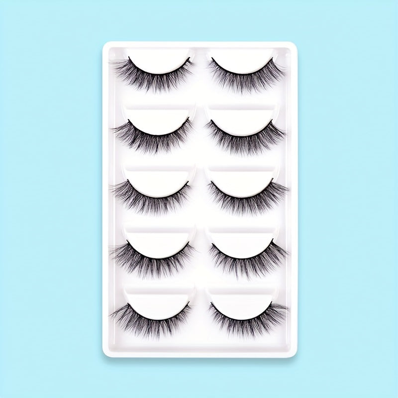 5 Pairs 3D Crisscross Lashes Natural Look Wispy Makeup Lashes Add Natural Volume