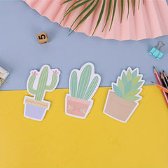 3pcs Cactus Sticky Notes, Cartoon Creative Office Novelty Sticky Notes