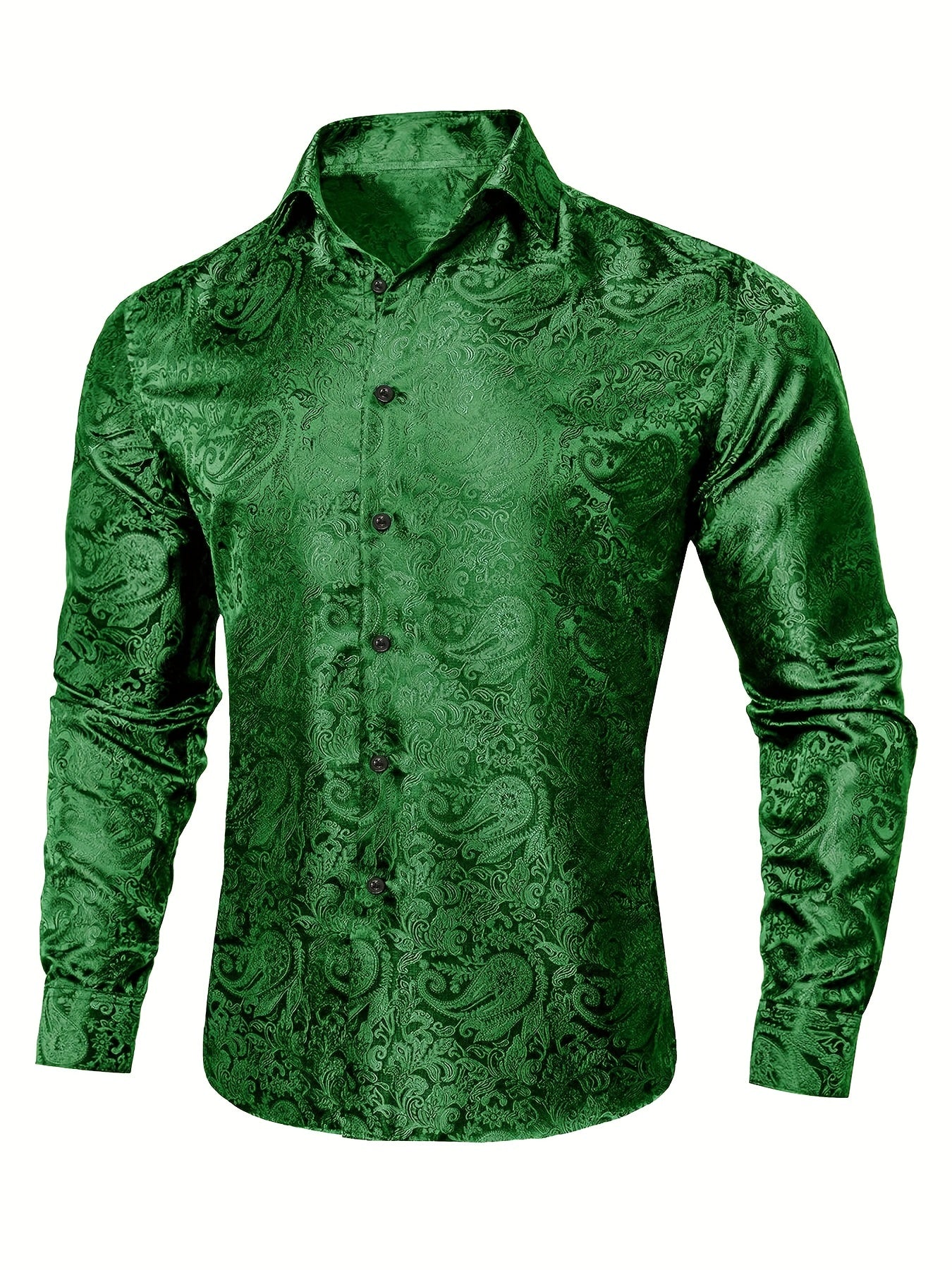 Paisley Print Men's Casual Button Up Long Sleeve Shirt