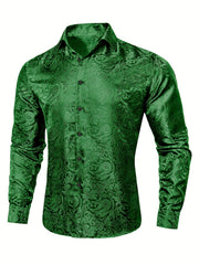 Paisley Print Men's Casual Button Up Long Sleeve Shirt