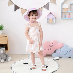 Teen Casual Butterfly Graphic Print Sun Hat, Adjustable Breathable Wide Brim Hat
