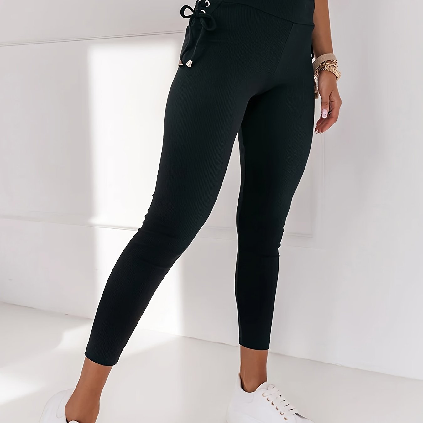 Women's Lace Up Yoga Leggings High Waist Sports Tights