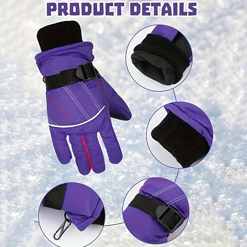 Kids Skiing Gloves Windproof Waterproof Warm Outdoor Sports Gloves
