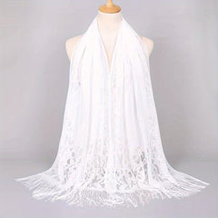 Tassel Lace Shawl Embroidered Scarf Travel Beach Towel
