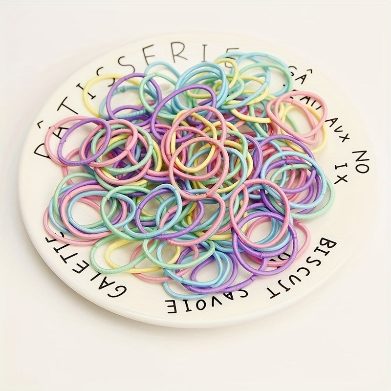 100pcs Colorful Elastic Hair Bands for Kids, Small Hair Rings