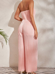 Solid Sleeveless Jumpsuit Casual Wide Leg Jumpsuit Women