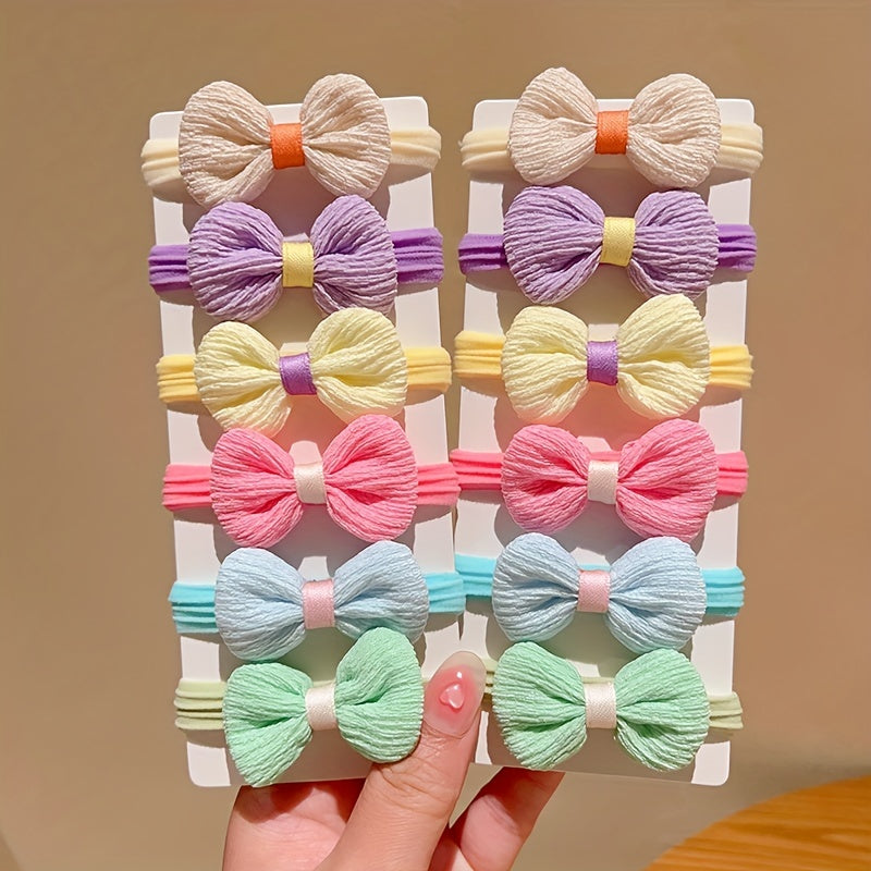 12pcs Bow Flowers Hair Tie Hair Bands for Girls