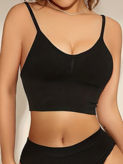 Solid Sports Bra Soft & Comfy Yoga Fitness Bra