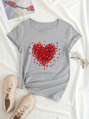 Heart Graphic Sports Short Sleeve T shirts Print Casual Slim Tops