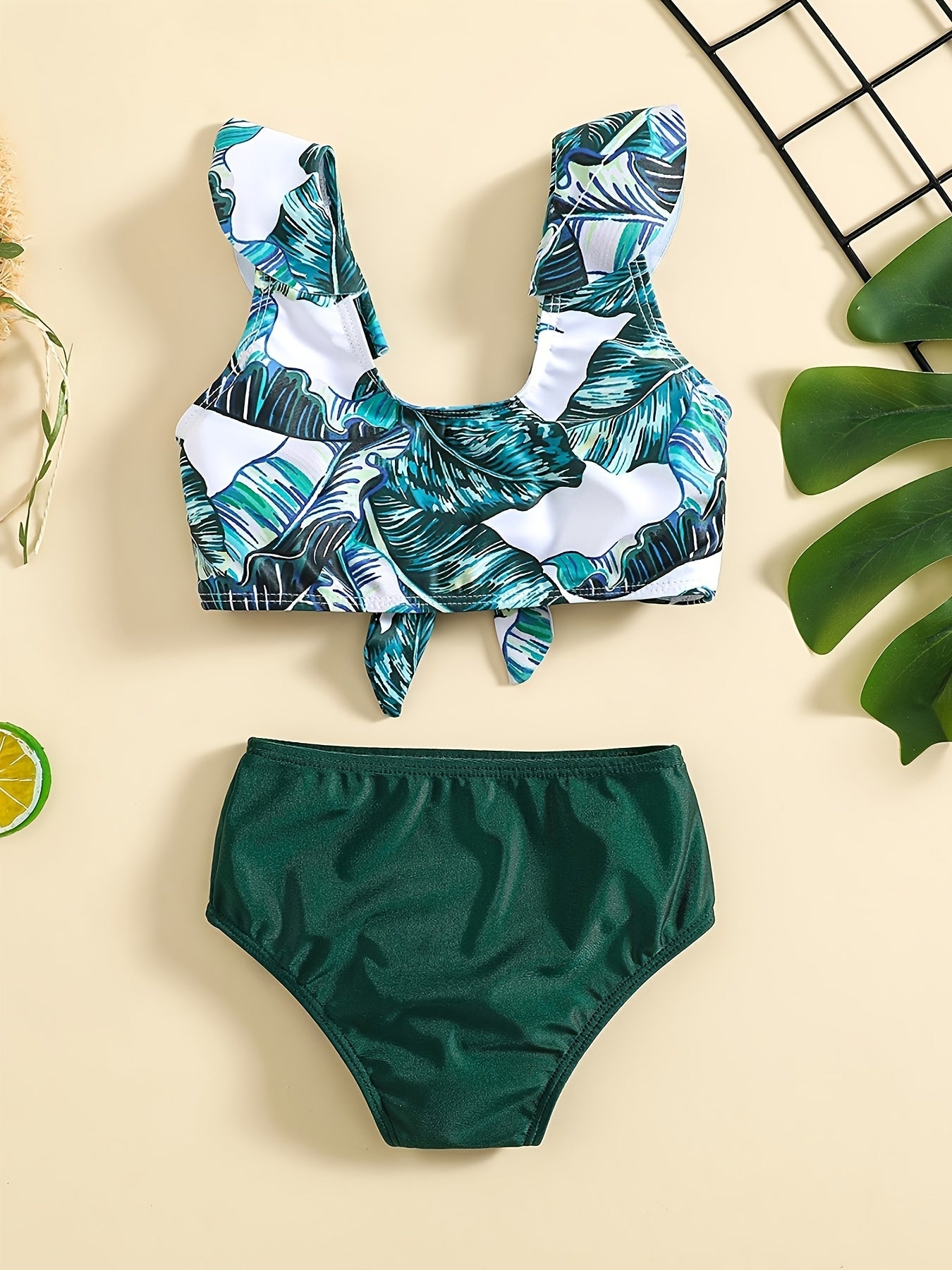 2pcs Toddler Girls Flower Bikini Set Beachwear