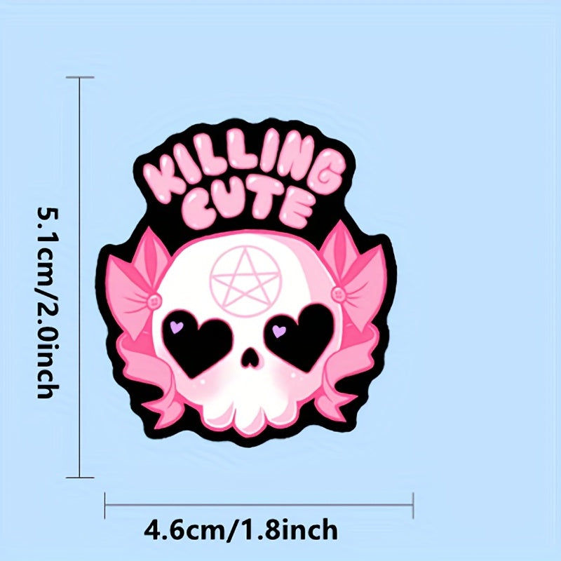 50pcs Pink Gothic Waterproof Stickers for Skateboards Helmets Backpacks