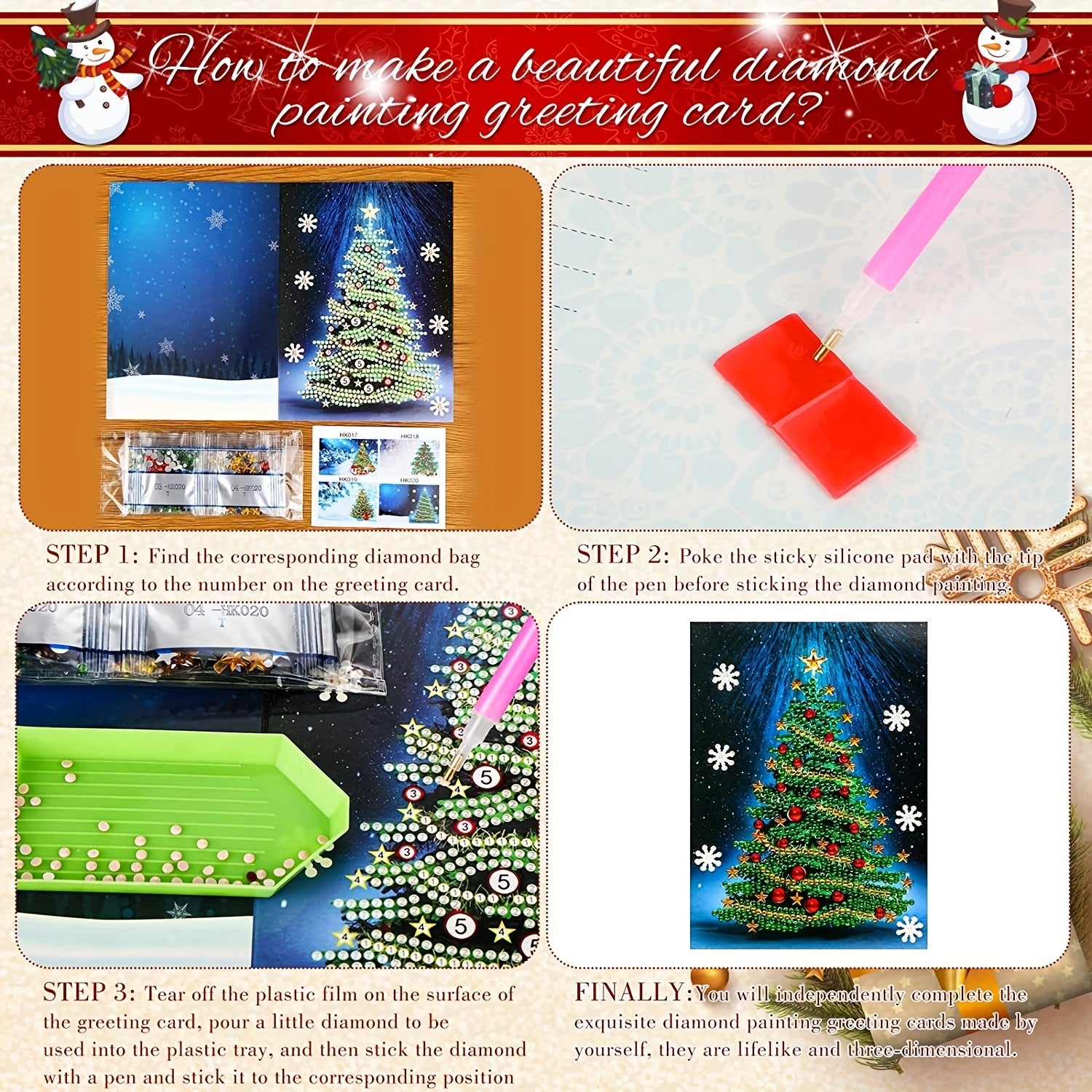 5D Diamond Painting Christmas Card Christmas Tree DIY Kit