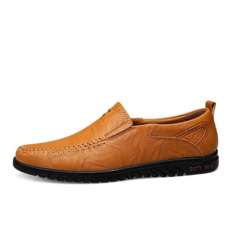 CLOHOO Custom Leather Loafers Soft Sole Stitching Slip On Shoe
