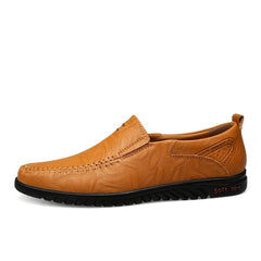 CLOHOO Custom Leather Loafers Soft Sole Stitching Slip On Shoe