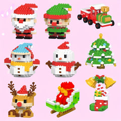 Christmas Characters Building Blocks Toys Santa Train Snowman Reindeer
