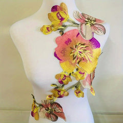 Peony Water Soluble 3D Embroidered Applique Flower Patch Dress Sew On Patches