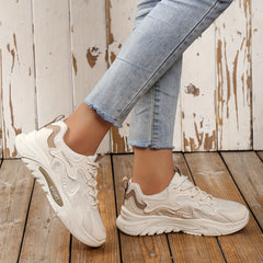 Women's Breathable Mesh Sneakers Lace Up Platform Outdoor Shoes