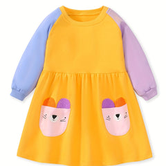 Block Toddler Girls Long Sleeve Embroidered Cotton Dress