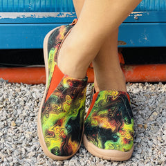 Women's Art Print Canvas Shoes Comfy Slip On Low Top Flat Shoes