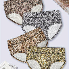 4 Pack Plus Size Sexy Panties Set Leopard Print Briefs Breathable Stretch 4pcs