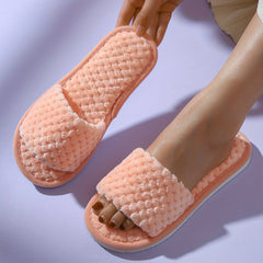 Women's Cozy Open Toe Indoor Slippers Warm Fuzzy Shoes
