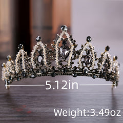 Silver Rhinestone Tiara Bridal Wedding Crystal Crown Bead Princess Tiara
