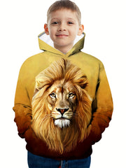 Lion 3D Print Kid's Hoodie Long Sleeve Top Casual Boy's Clothes