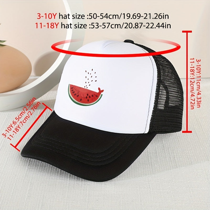 Kids Watermelon Print Mesh Baseball Cap Sunshade Breathable Peaked Cap