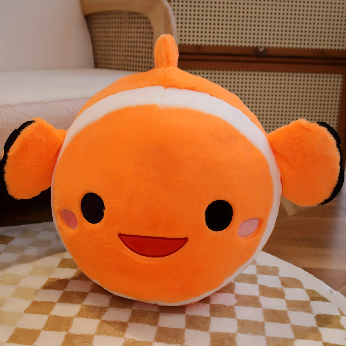 Orange Clownfish Plush Toy Soft Polyester Ocean Series Pillow