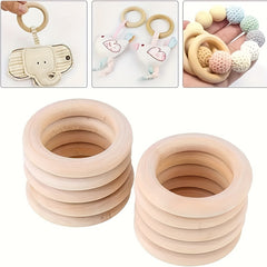 10PCS Wooden Rings for Crafts Macrame Natural Wood Circle Beads