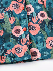 Toddler Girls Hooded Jacket Flowers Graphic Casual Coat Top
