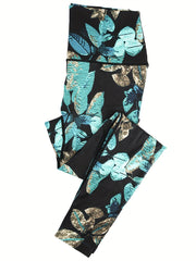 Leaf Printed Yoga Leggings for Women