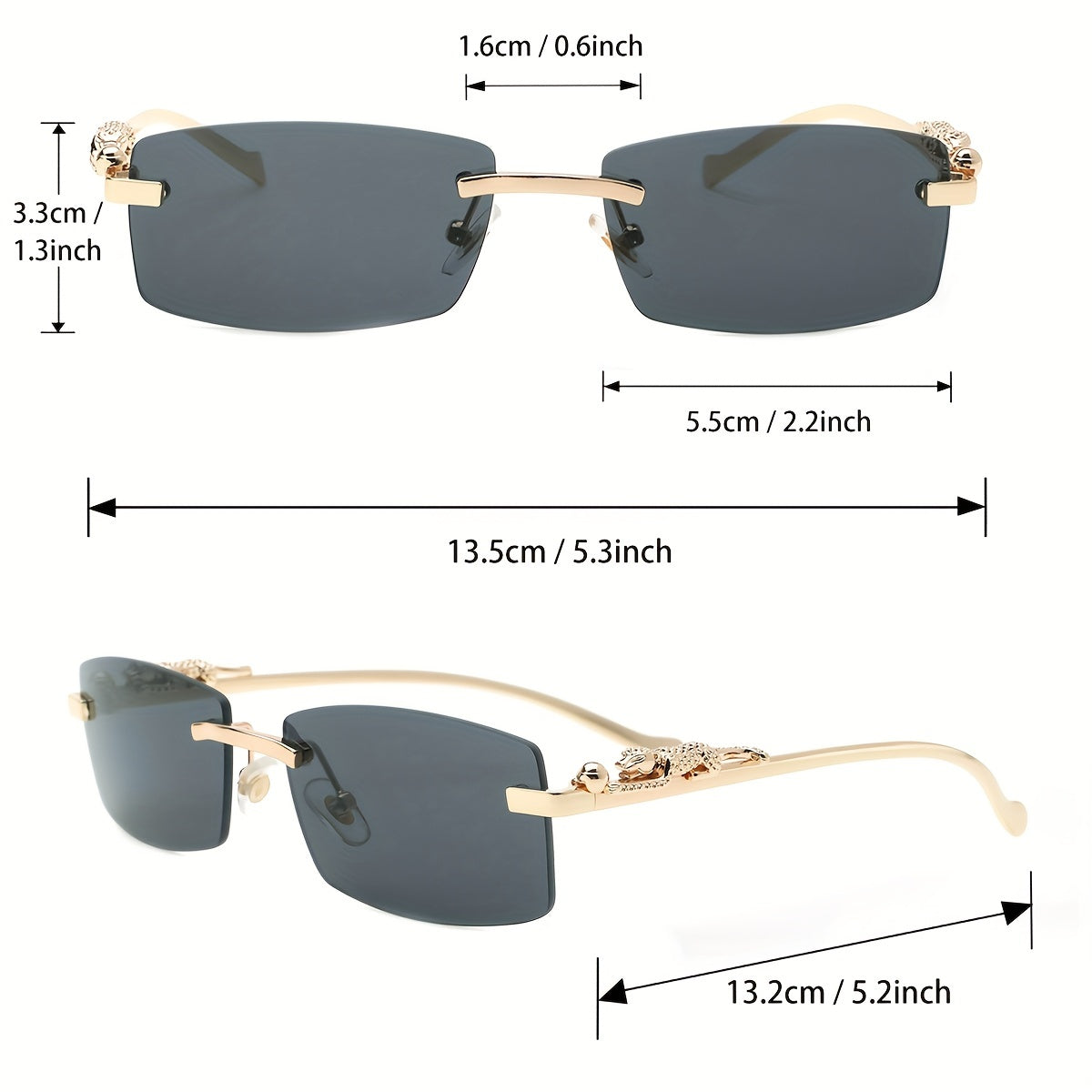 2pcs Metal Rimless Casual Sunglasses for Everyday Wear