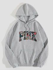 Letter Print Drawstring Hoodie Casual Sweatshirt Women's Clothing
