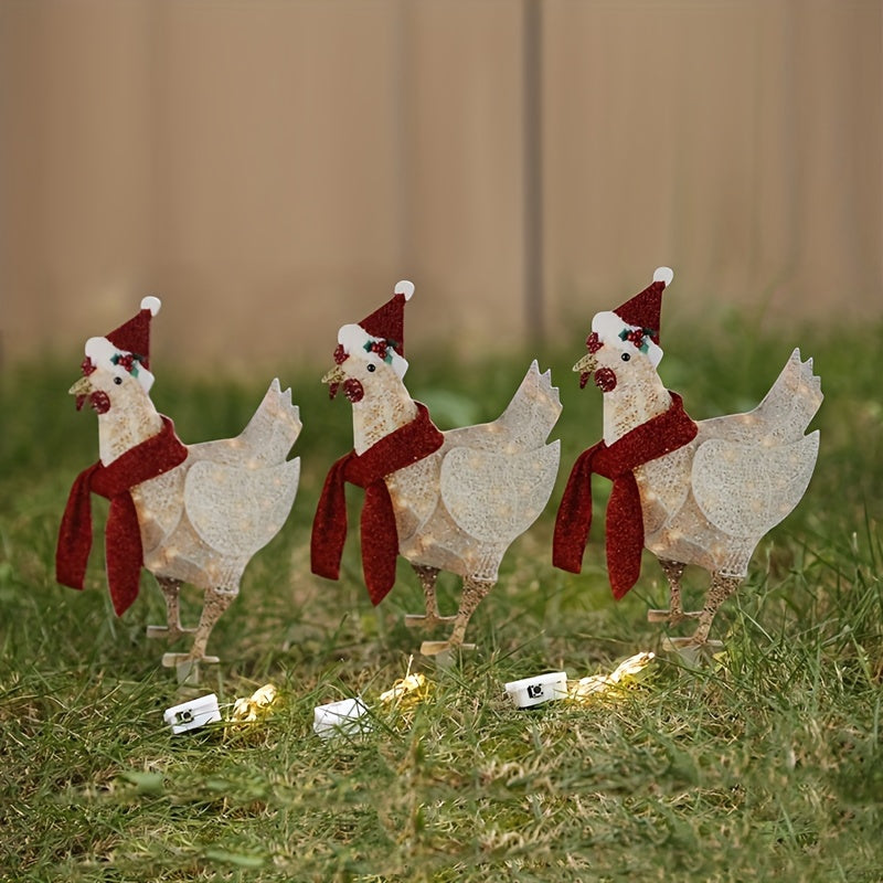 Light Up Chicken With Scarf Holiday Decoration Glowing Chicken