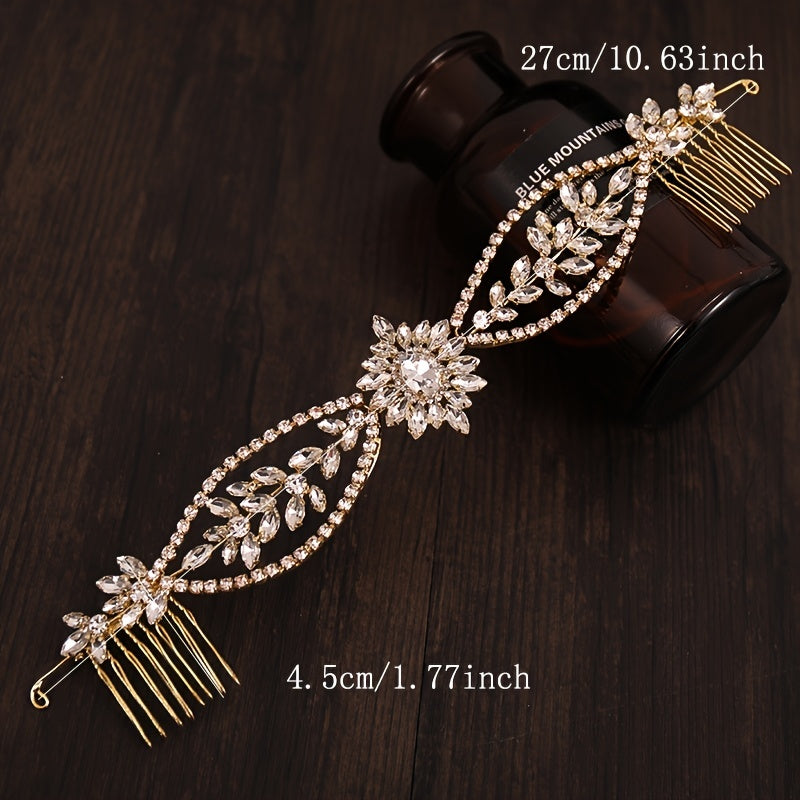 Golden Rhinestone Wedding Tiara Royal Bridal Crown Crystal Princess Crown