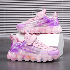 Girls' Hook and Loop Fastener Running Shoes Breathable Sneakers